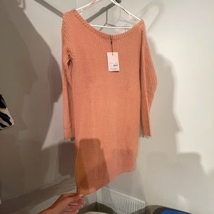 Super cute blush colored knit off the shoulder dress. New with tags!